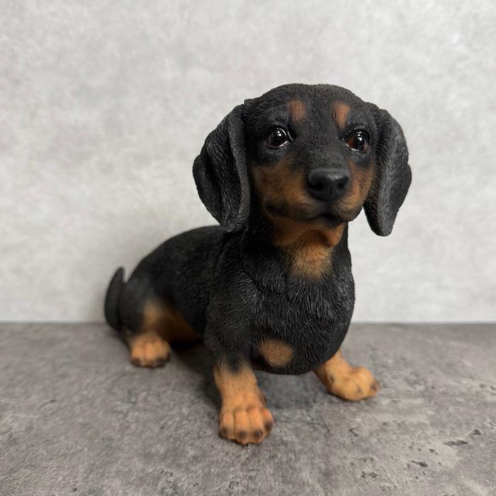 置物 犬 かわいい 横幅22.5cm 動物 玄関 お座りダックスフンド ブラックタン おしゃれ インテリア woobia ウービア |  | 02