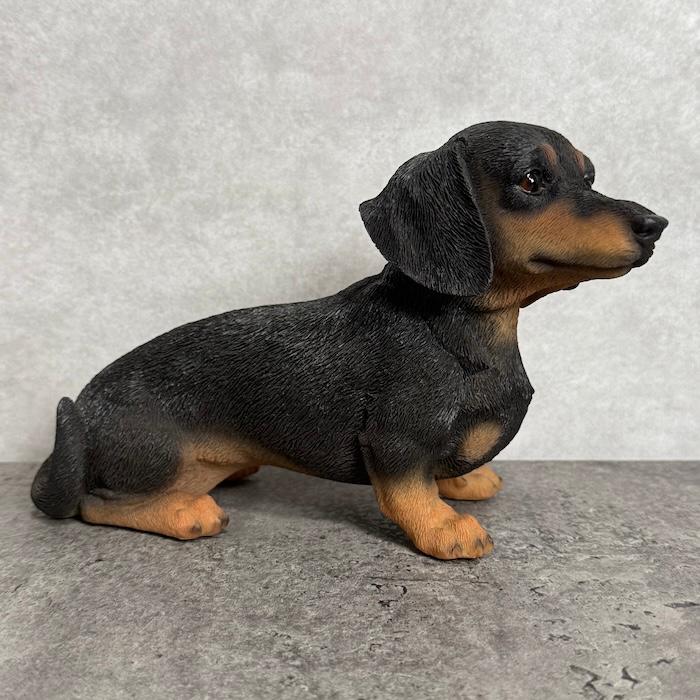 置物 犬 かわいい 横幅22.5cm 動物 玄関 お座りダックスフンド ブラックタン おしゃれ インテリア woobia ウービア |  | 04