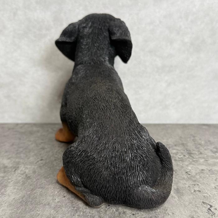 置物 犬 かわいい 横幅22.5cm 動物 玄関 お座りダックスフンド ブラックタン おしゃれ インテリア woobia ウービア |  | 09