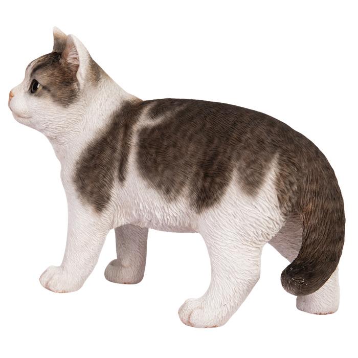 WOOBIA（ウービア） 置物 猫 動物 かわいい 歩くサバトラ白猫 ネコ