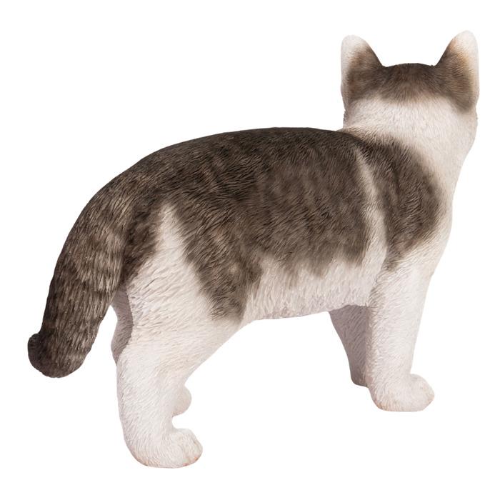 WOOBIA（ウービア） 置物 猫 動物 かわいい 歩くサバトラ白猫 ネコ