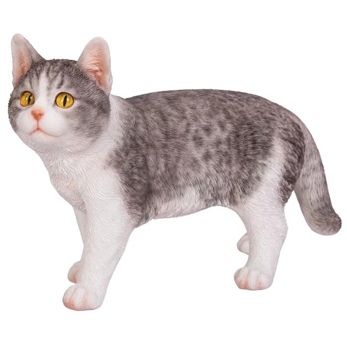 WOOBIA（ウービア） 置物 猫 動物 かわいい 見上げるサバトラ白猫 大