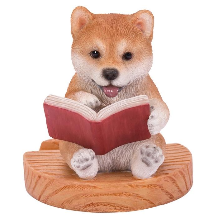 スマホスタンド 卓上 犬 おもしろ 動物 本を読んでる柴犬 イヌ 卓上 置物 かわいい おしゃれ 写真立て スマホホルダー woobia ウービア |  | 01
