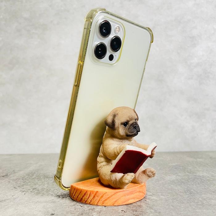 スマホスタンド 卓上 犬 おもしろ 動物 本を見るパグ 置物 トイレ かわいい おしゃれ 写真立て スマホホルダー woobia ウービア |  | 08