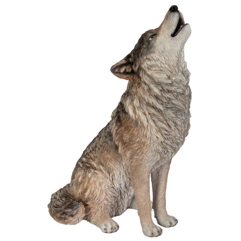 置物 動物 遠吠えオオカミ 高さ30cm woobia おしゃれ 大きい 玄関
