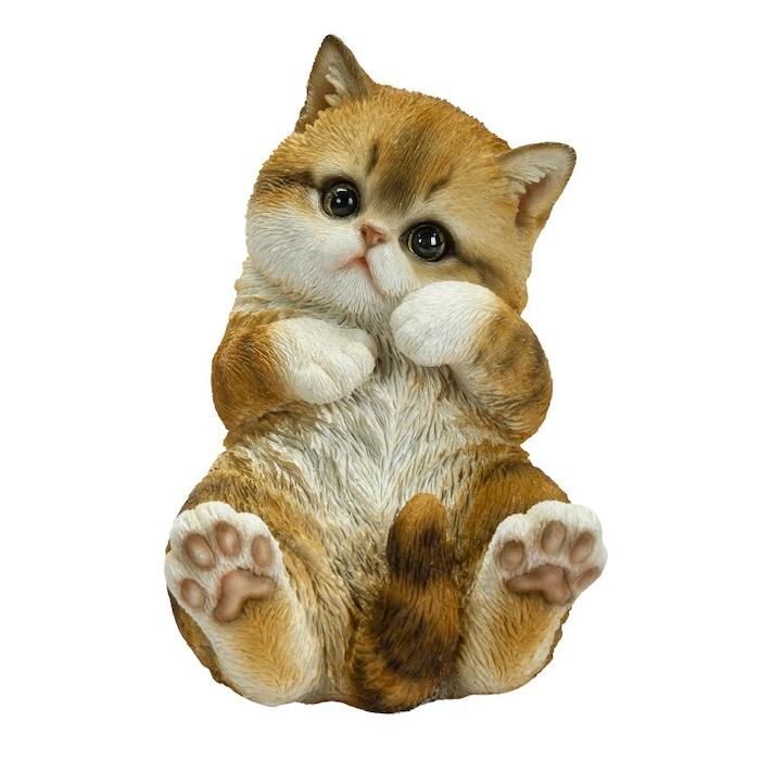 置物 動物 かわいい 顔をさわるキジトラ白猫 ネコ 高さ16cm woobia