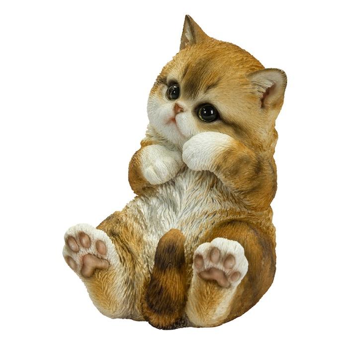 置物 動物 かわいい 顔をさわるキジトラ白猫 ネコ 高さ16cm woobia