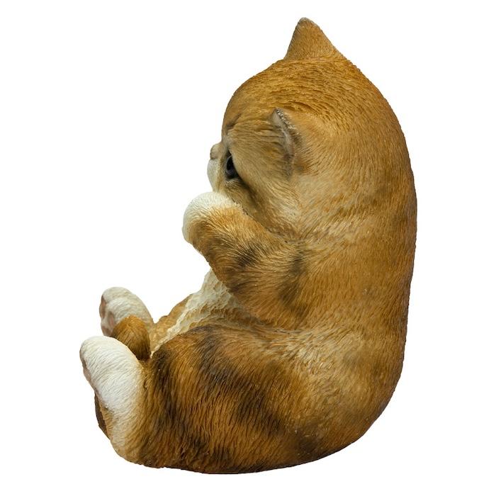 置物 動物 かわいい 顔をさわるキジトラ白猫 ネコ 高さ16cm woobia