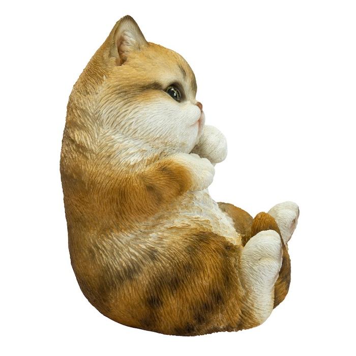 置物 動物 かわいい 顔をさわるキジトラ白猫 ネコ 高さ16cm woobia