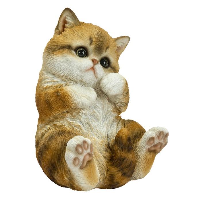 置物 動物 かわいい 顔をさわるキジトラ白猫 ネコ 高さ16cm woobia