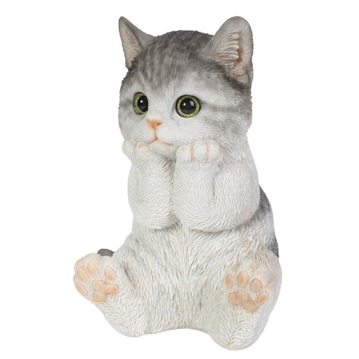 置物 動物 かわいい 頬杖をつくサバトラ白猫 ネコ 高さ17cm woobia