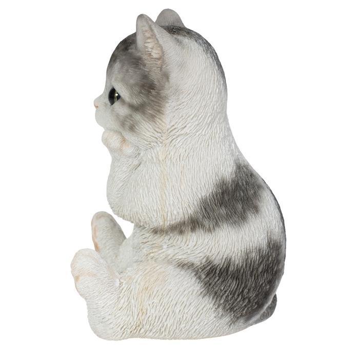 置物 動物 かわいい 頬杖をつくサバトラ白猫 ネコ 高さ17cm woobia