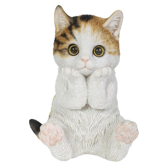 置物 動物 かわいい 頬杖をつく三毛猫 ネコ 高さ17cm woobia おしゃれ