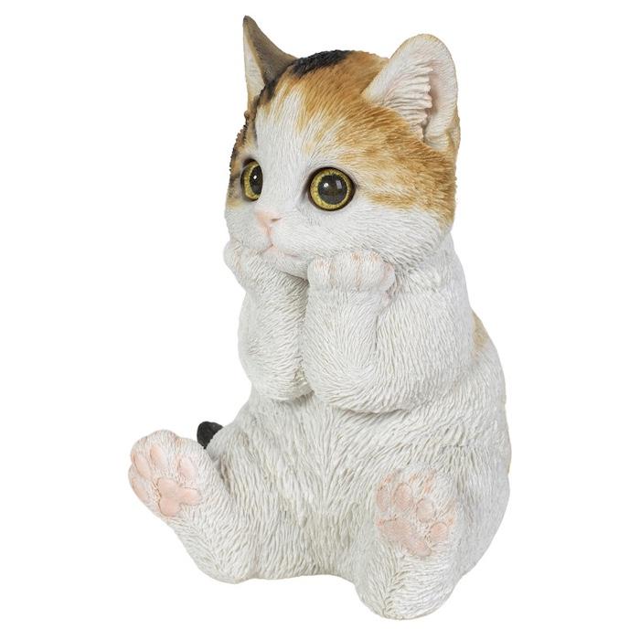 置物 動物 かわいい 頬杖をつく三毛猫 ネコ 高さ17cm woobia おしゃれ
