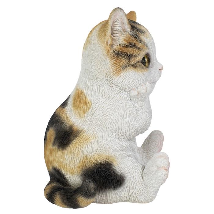 WOOBIA（ウービア） 置物 動物 かわいい 頬杖をつく三毛猫 ネコ 高さ