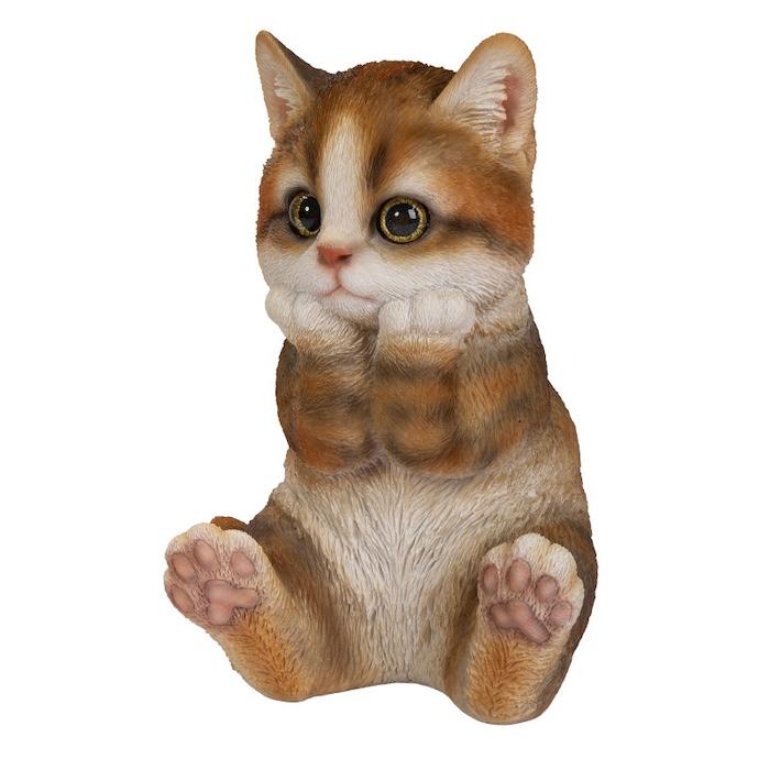 WOOBIA（ウービア） 置物 動物 かわいい 頬杖をつくキジトラ白猫 ネコ