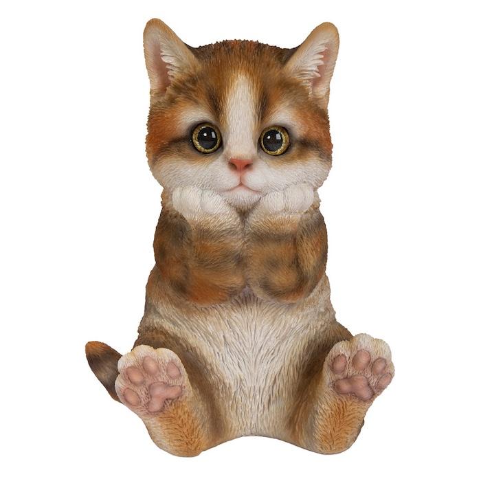 置物 動物 かわいい 頬杖をつくキジトラ白猫 ネコ 高さ17cm woobia