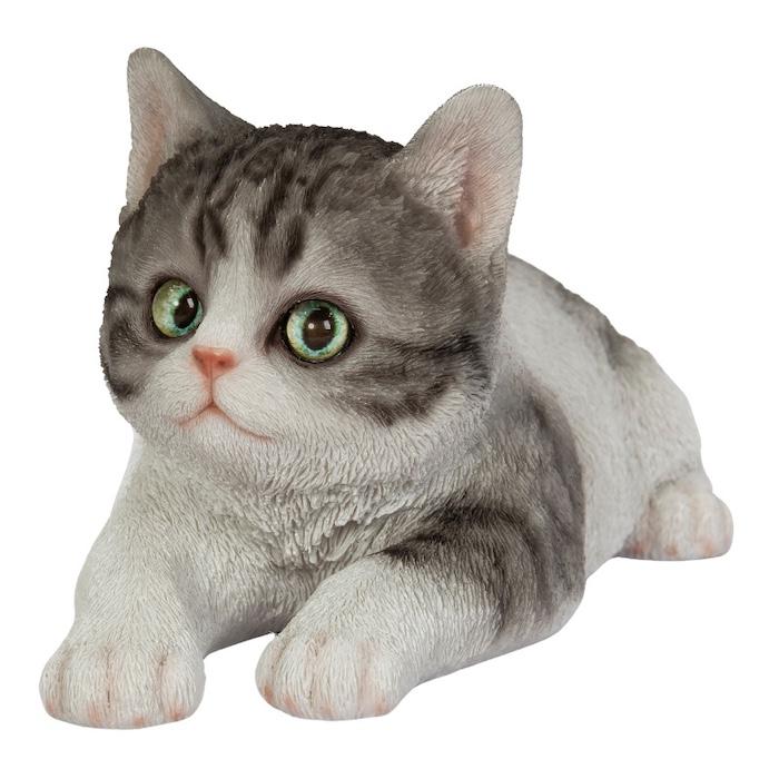 置物 動物 かわいい リラックスサバトラ白猫 ネコ 高さ12cm woobia