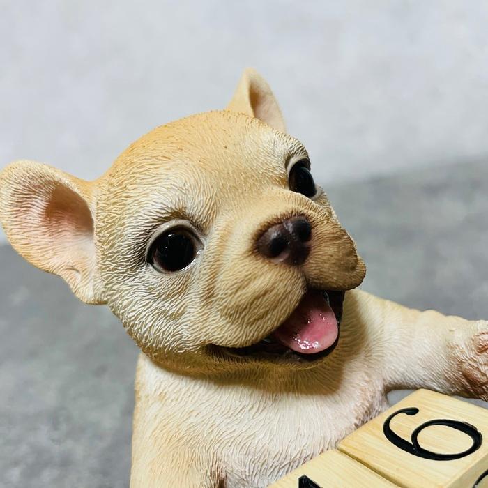 置物 犬 かわいい 動物 玄関 フレンチブルドッグの卓上日付カレンダー