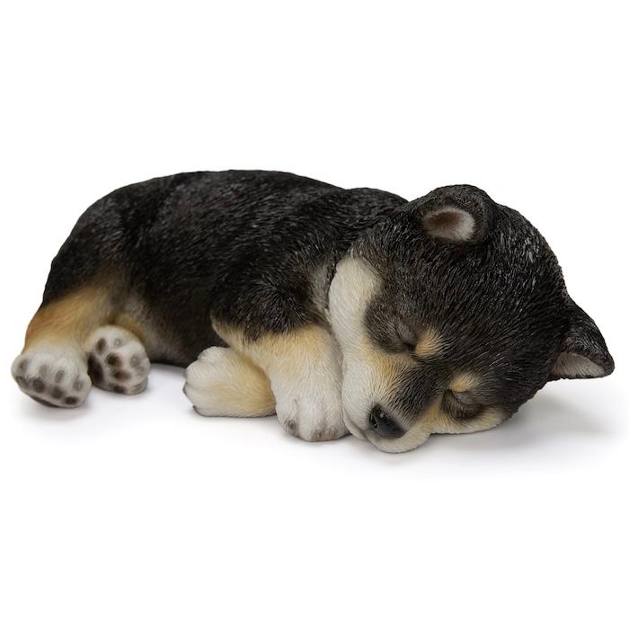 WOOBIA（ウービア） 犬 置物 すやすや黒柴犬 横幅17.5cm WOOBIA リアル