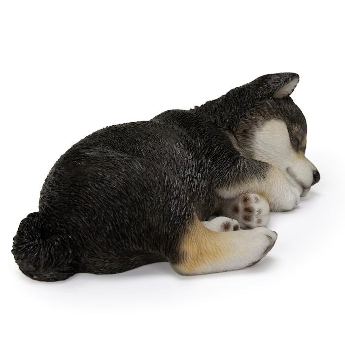 犬 置物 すやすや黒柴犬 横幅17.5cm WOOBIA リアル 可愛い おしゃれ