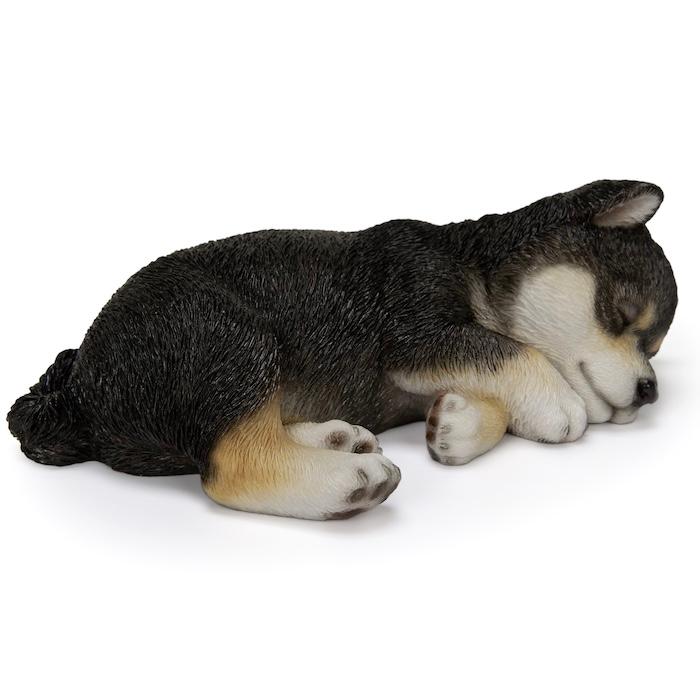 犬 置物 すやすや黒柴犬 横幅17.5cm WOOBIA リアル 可愛い おしゃれ