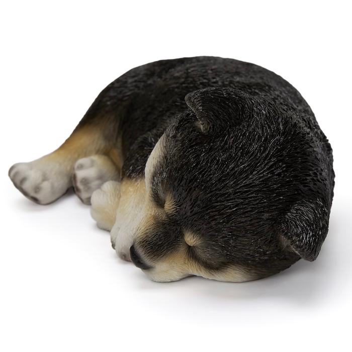 犬 置物 すやすや黒柴犬 横幅17.5cm WOOBIA リアル 可愛い おしゃれ