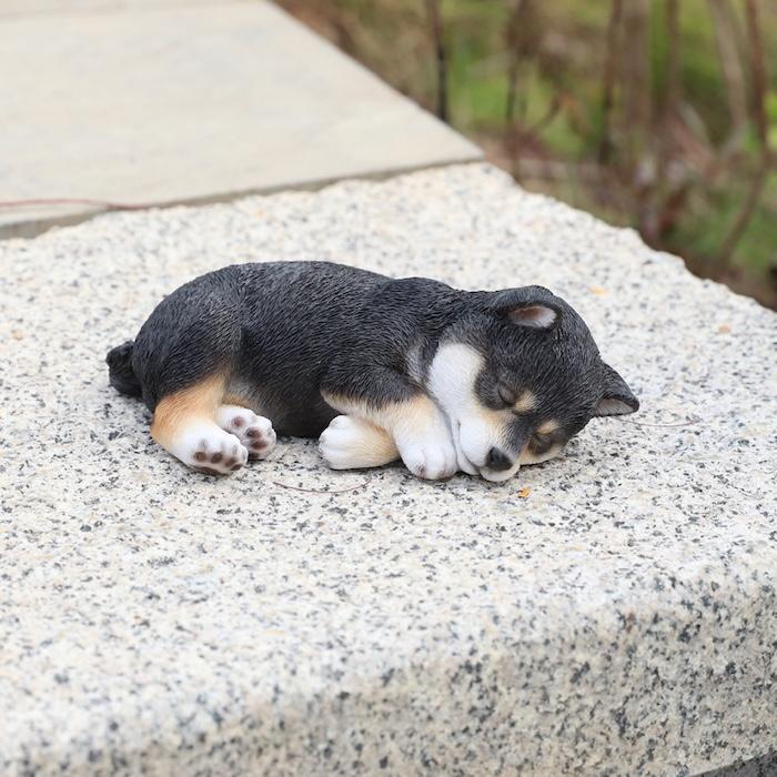 犬 置物 すやすや黒柴犬 横幅17.5cm WOOBIA リアル 可愛い おしゃれ