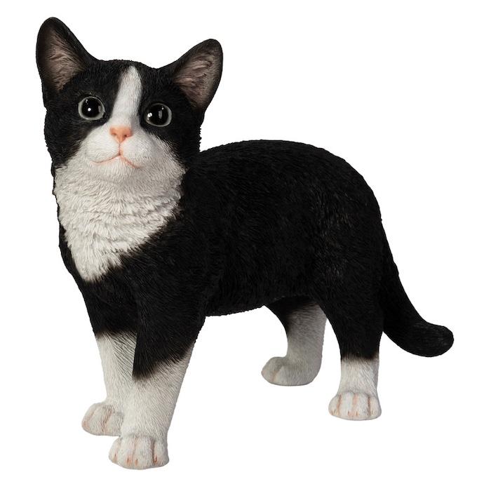 置物 動物 見上げるハチワレ黒白猫 ねこ 高さ26cm woobia おしゃれ