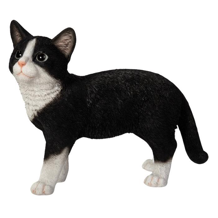 置物 動物 見上げるハチワレ黒白猫 ねこ 高さ26cm woobia おしゃれ