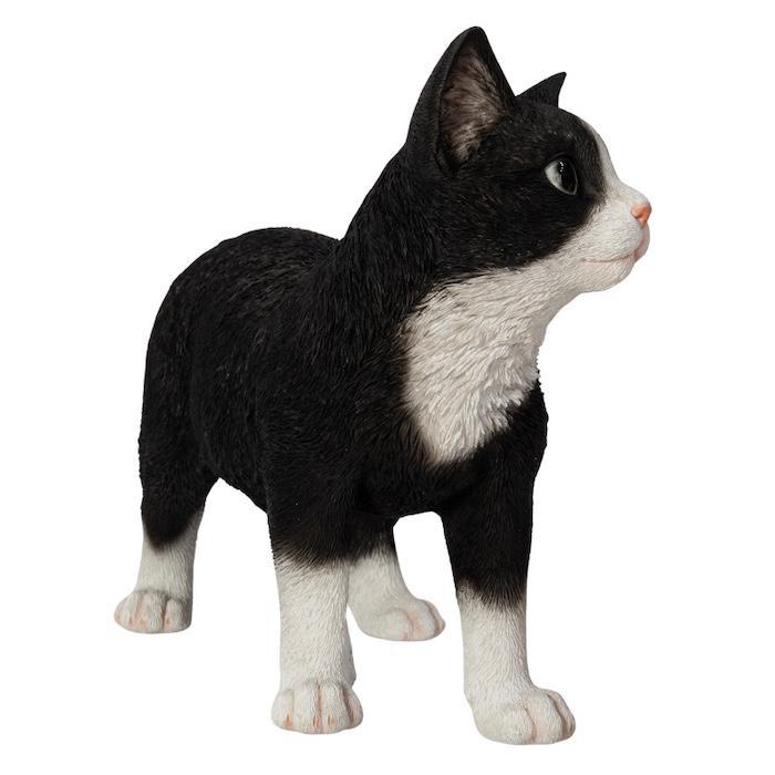 置物 動物 見上げるハチワレ黒白猫 ねこ 横幅33.5cm woobia おしゃれ
