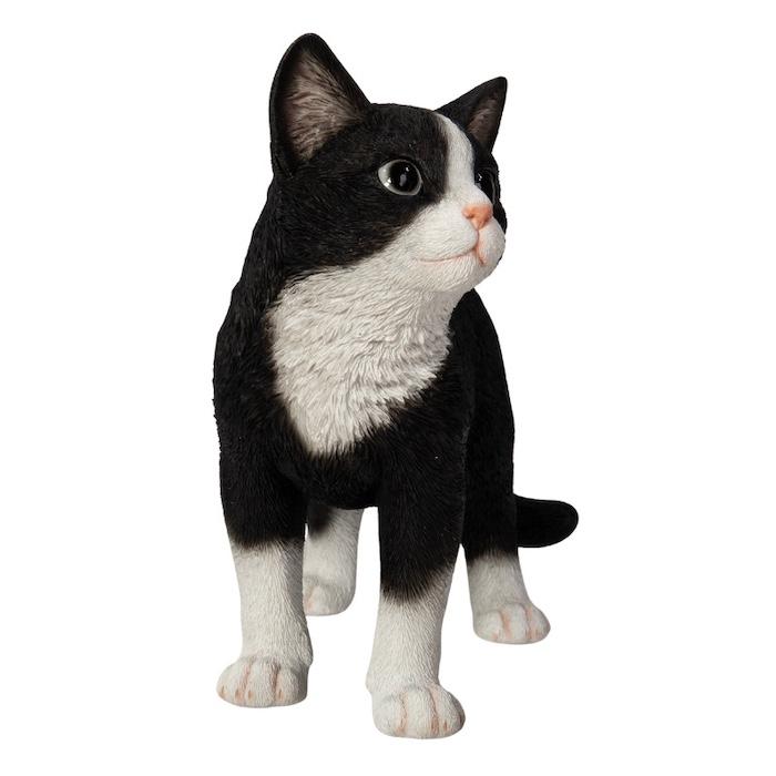 置物 動物 見上げるハチワレ黒白猫 ねこ 高さ26cm woobia おしゃれ