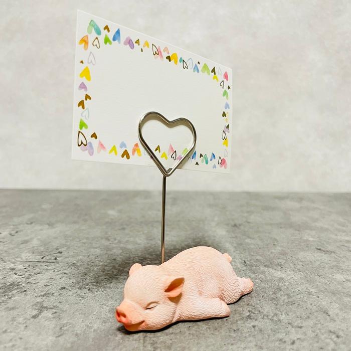 メモスタンド 可愛いブタちゃん 子豚 かわいいメモクリップ 置物インテリア メモホルダー カードクリップ  woobia ウービア |  | 06