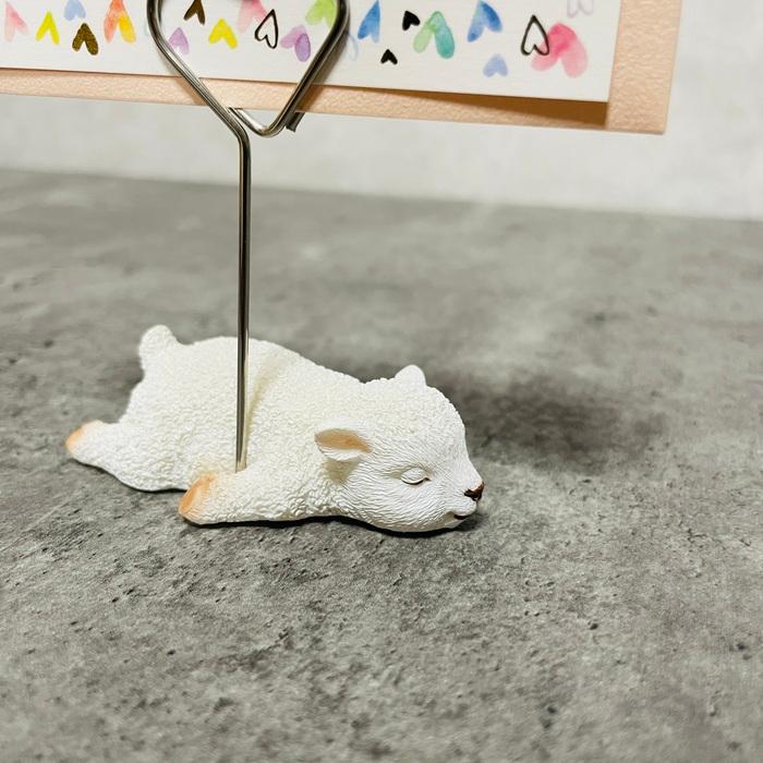 メモスタンド 可愛いひつじ 白羊 かわいいメモクリップ 置物