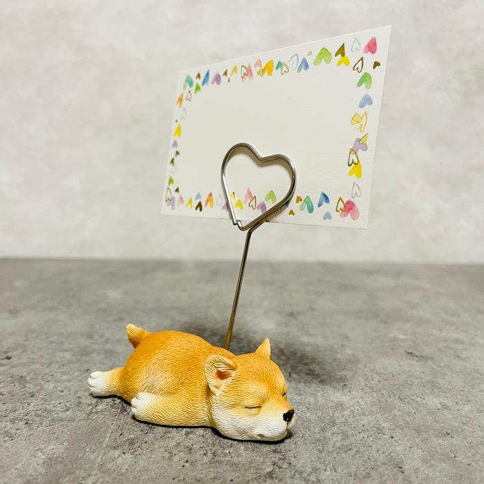 メモスタンド 可愛い柴犬 かわいいメモクリップ 置物インテリア メモ