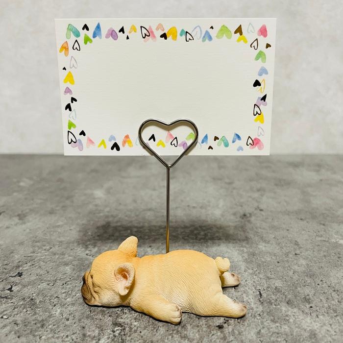 メモスタンド フレンチブルドッグ かわいいメモクリップ 置物 インテリア メモホルダー カードクリップ  woobia ウービア |  | 01