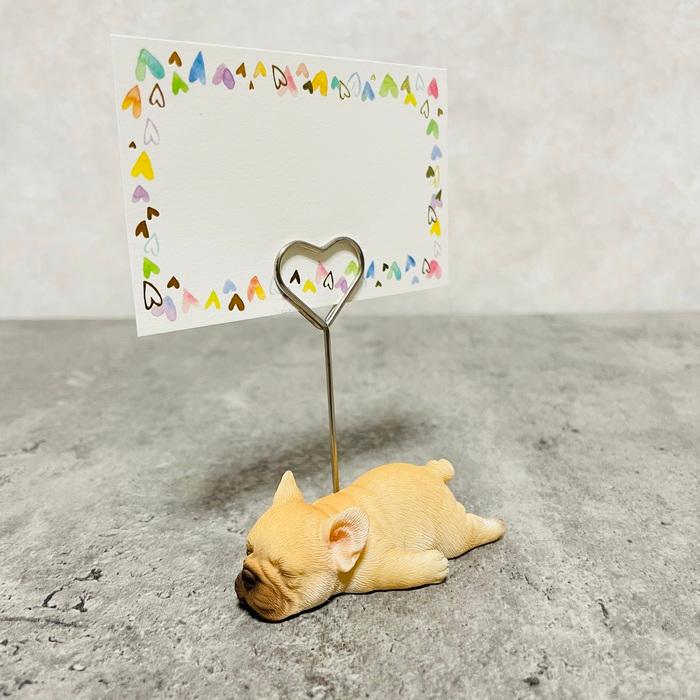 メモスタンド フレンチブルドッグ かわいいメモクリップ 置物 インテリア メモホルダー カードクリップ  woobia ウービア |  | 07