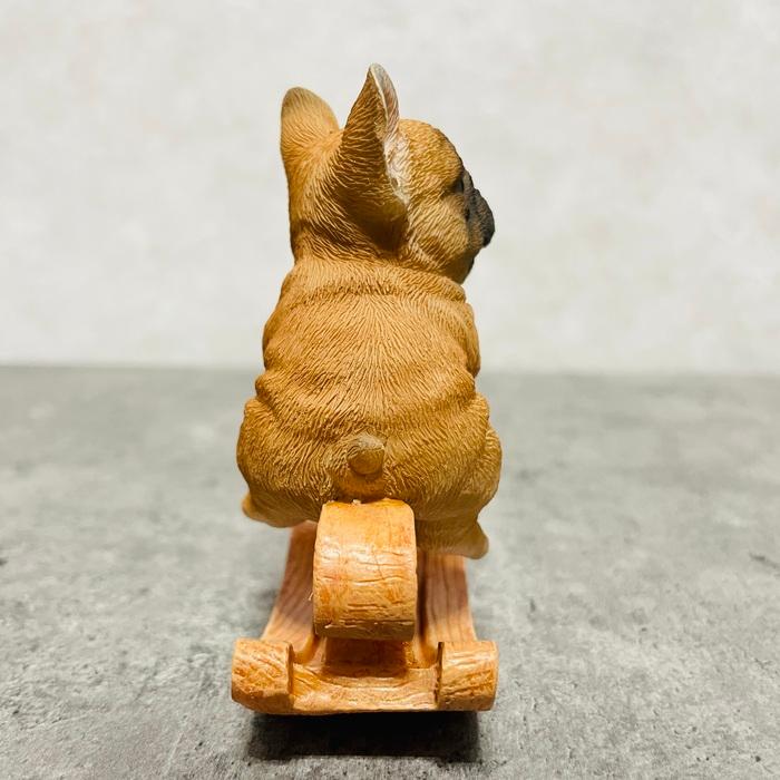 置物 犬 かわいい 動物 玄関 木馬に乗るフレンチブルドッグ リアル インテリア ガーデンオーナメント  woobia ウービア |  | 06