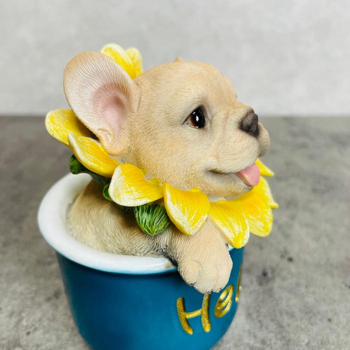 WOOBIA（ウービア） 置物 犬 かわいい 動物 玄関 カップに入るフレンチ