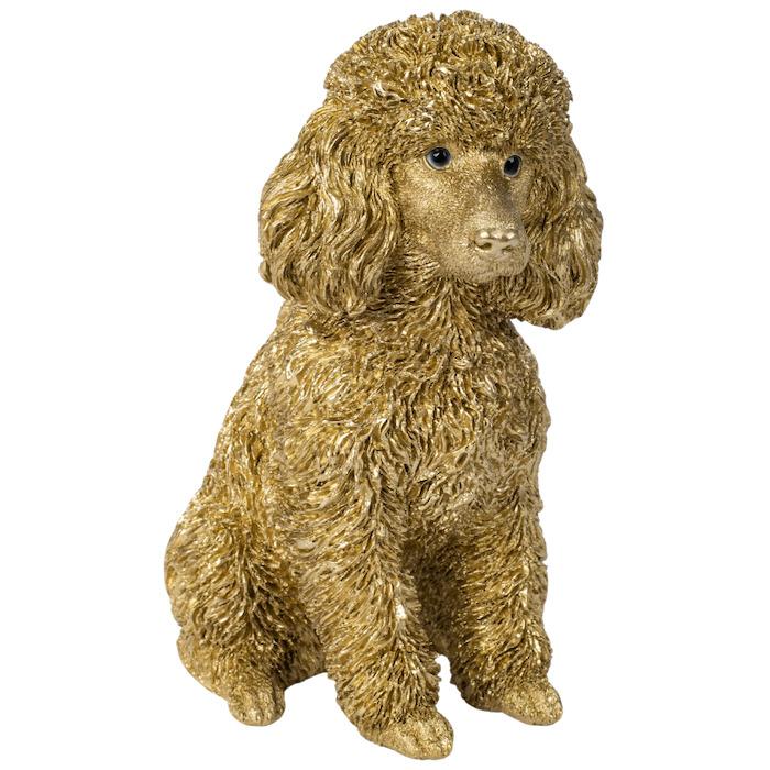 WOOBIA（ウービア） 置物 犬 動物 お座りプードル ゴールド 小 金色
