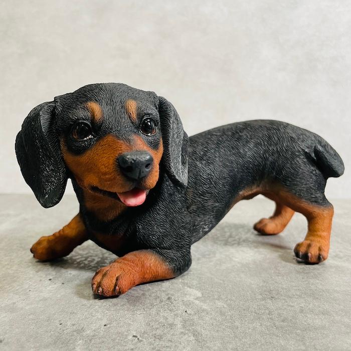 置物 犬 かわいい 横幅22.5cm 動物 玄関 じゃれる ミニチュアダックス