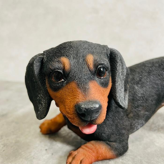 置物 犬 かわいい 横幅22.5cm 動物 玄関 じゃれる ミニチュアダックス
