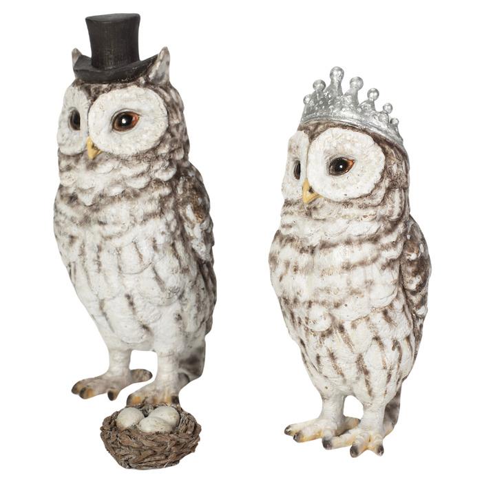 鳥 置物 オブジェ 北欧 動物 かわいい フクロウ夫婦 高さ12.5cm woobia おしゃれ 玄関インテリア リアル 大型 ウービア |  | 02