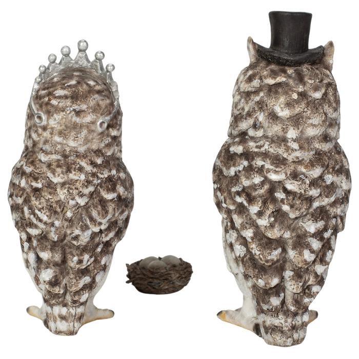 鳥 置物 オブジェ 北欧 動物 かわいい フクロウ夫婦 高さ12.5cm woobia おしゃれ 玄関インテリア リアル 大型 ウービア |  | 04