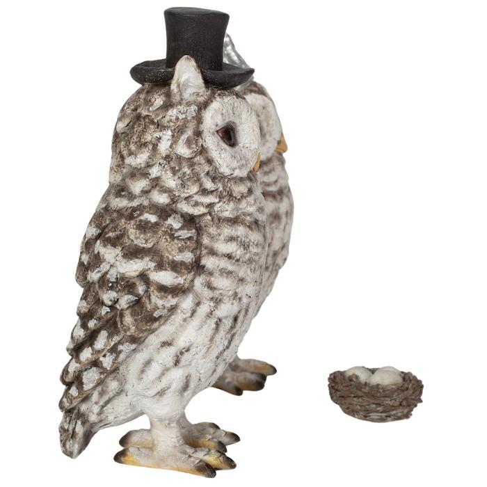 鳥 置物 オブジェ 北欧 動物 かわいい フクロウ夫婦 高さ12.5cm woobia おしゃれ 玄関インテリア リアル 大型 ウービア |  | 05