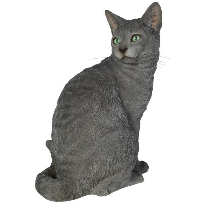 置物 猫 動物 振り向くロシアンブルー ネコ 高さ30cm woobia おしゃれ