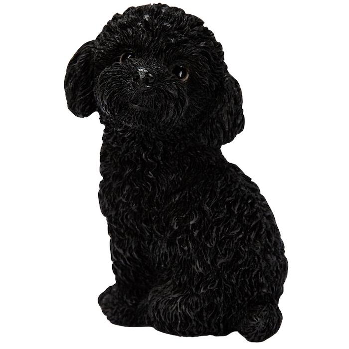 樹脂製のブラックプードルオブジェ　 約60cm 置物 犬 かわいい 動物 玄関 振り返るトイプードル ブラック おしゃれ
