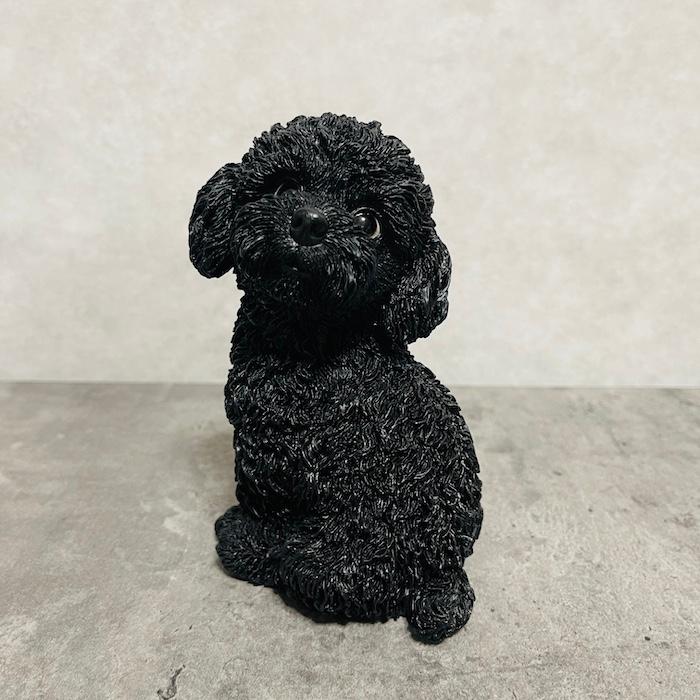 置物 犬 かわいい 動物 玄関 振り返るトイプードル ブラック おしゃれ