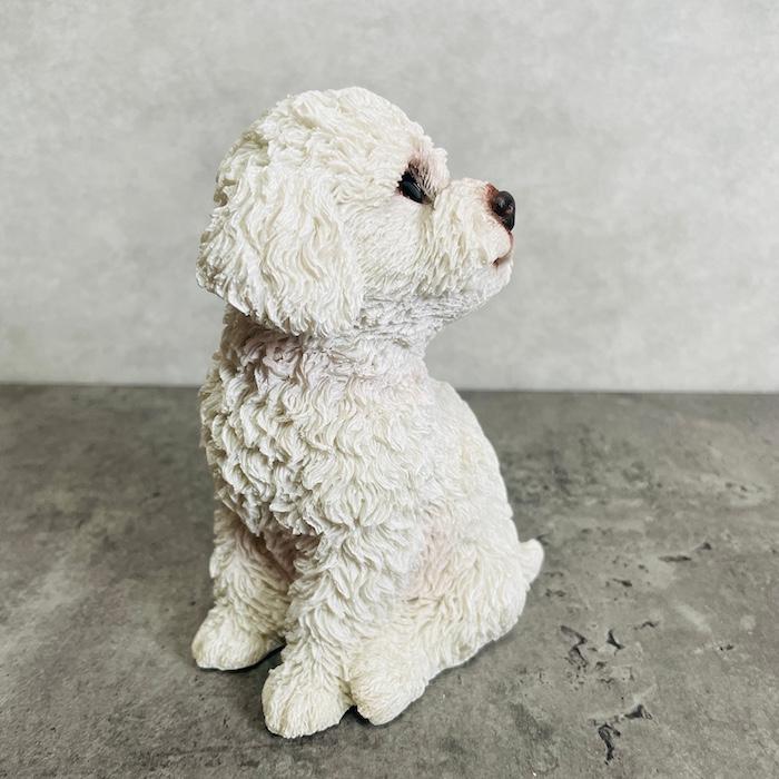 置物 犬 かわいい 動物 玄関 振り返るトイプードル 白 おしゃれ