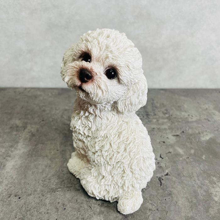 置物 犬 かわいい 動物 玄関 振り返るトイプードル 白 おしゃれ